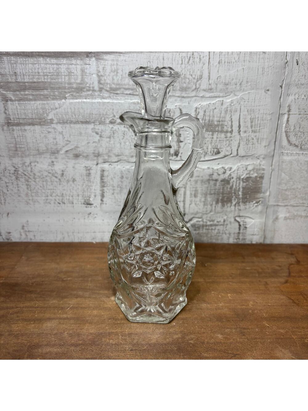 Vintage Glass Oil or Vinegar Decanter with Stopper
